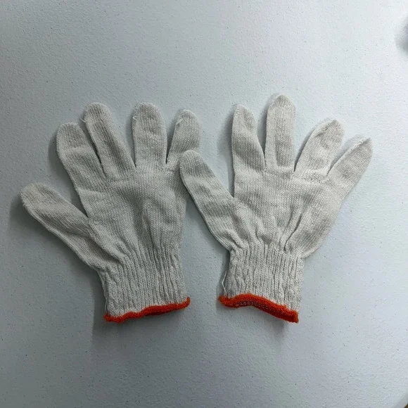 Adult white knit woven lightweight yardwork gardening home project gloves OS