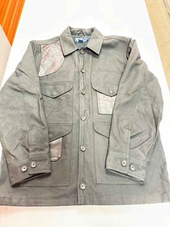 Polo Ralph Lauren Safari Hunting Field Jacket Leather Trim Black Men’s M