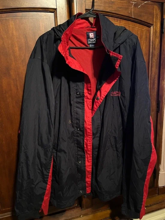 Ralph Lauren chaps Black and Red Hooded Windbreaker Jacket