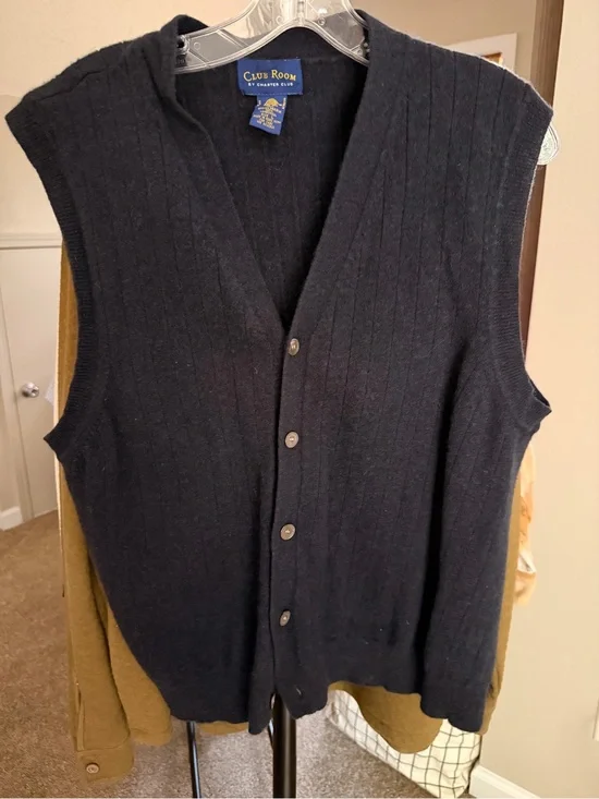 Club Room Dark Gray Ribbed Button-Front Vest