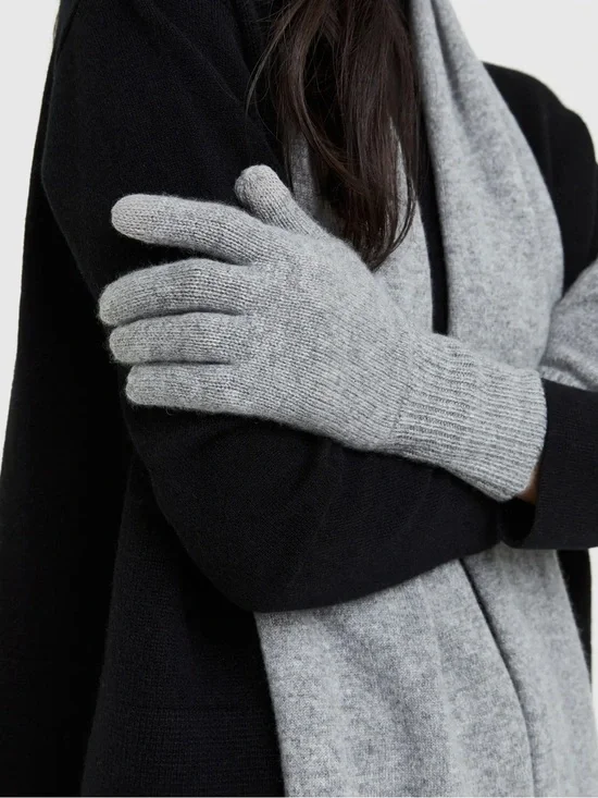 NWT QUINCE Mongolian Cashmere Gloves Heather Grey 9035