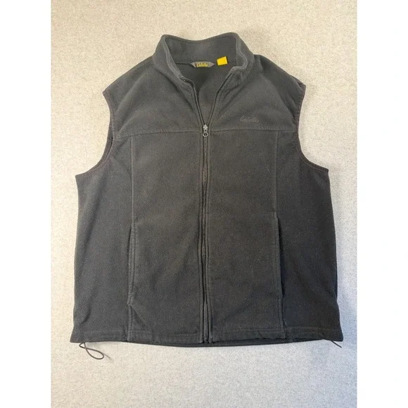 Cabelas Fleece Vest Mens L Black Full Zip Sleeveless Jacket Outdoor SKU 253