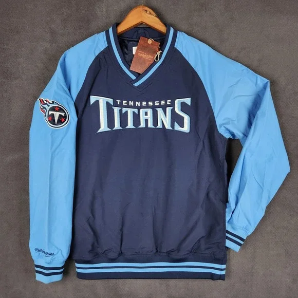 Tennessee‎ Titans Mitchell Ness Pullover Windbreaker Mens Small Navy Embroidered