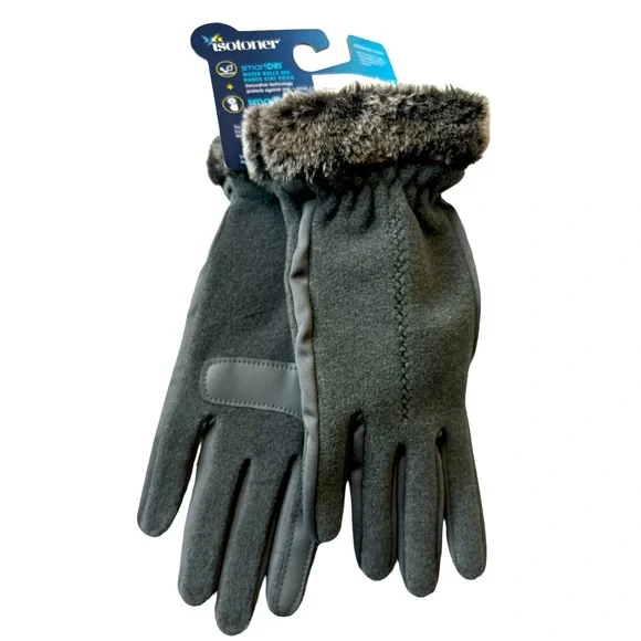 NWT Isotoner grey smart dri gloves in women’s OSFM winter