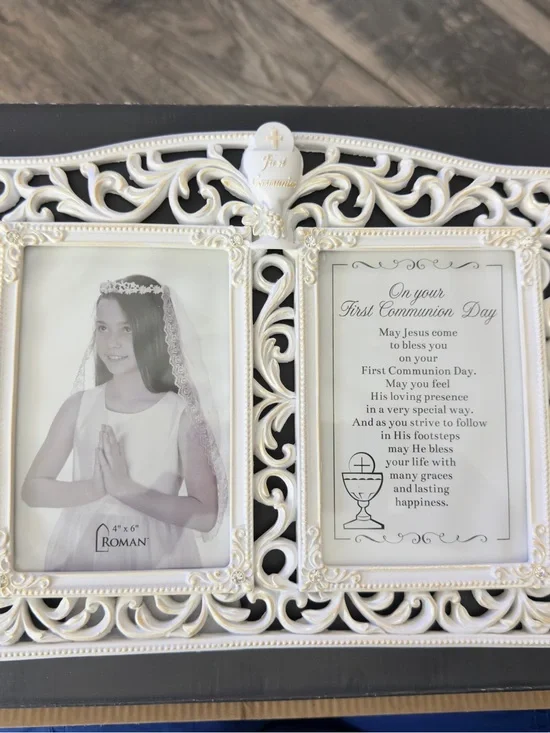 Roma White Double Ornate First Communion Frame