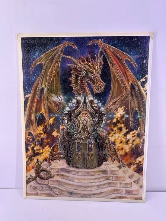 Vintage Glow In The Dark Wizard Dragon Puzzle Framed