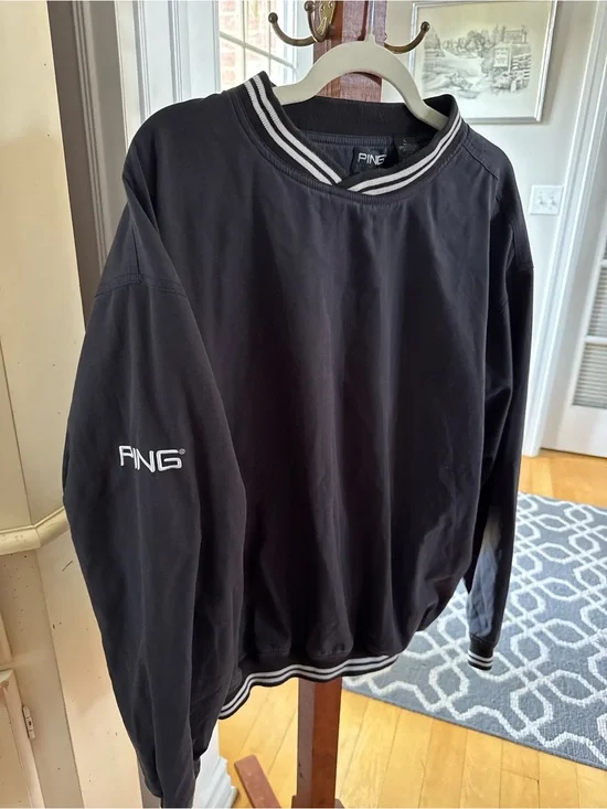 PING Black Pullover with White Stripe Trim men’s L