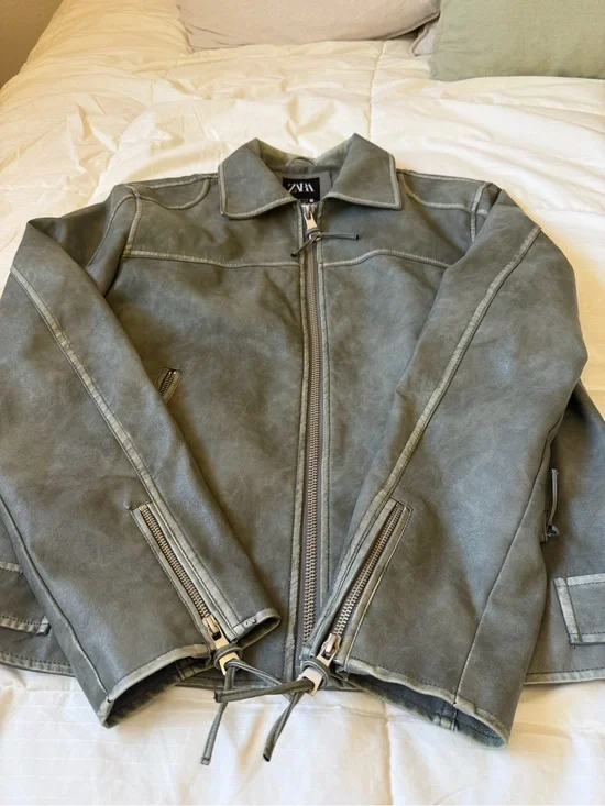 Zara Olive-Gray  Moto Jacket
