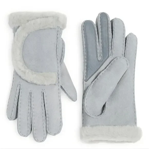 Ugg Genuine Shearling Suede‎ Gloves-Silver Grey