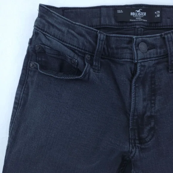 Hollister Mens Jeans Skinny W29 L30‎ Black Grey Ombre Advanced Stretch Denim