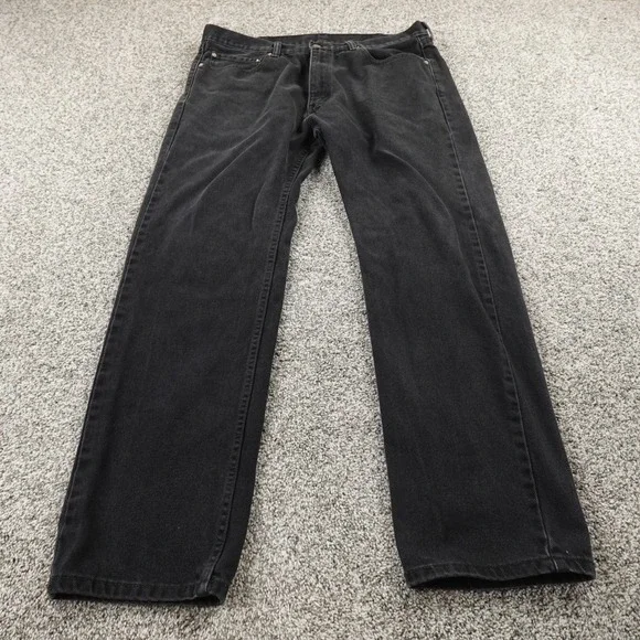 VTG Levis Jeans Mens 38X32 Dark Black Denim‎ Pants 505 Straight Leg Western Y2K