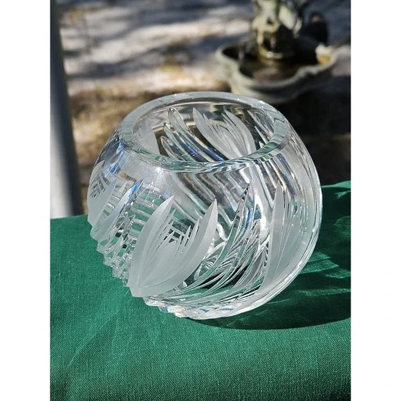 Cut Glass Crystal Rose Bowl 4