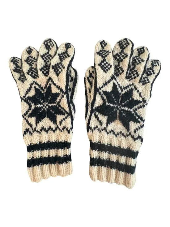 VTG Scandinavian Snowflake Selbu Inspired Wool Gloves Lilly Whites Brand