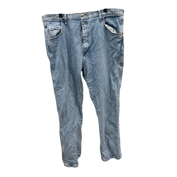 Wrangler Rugged Wear Mens Light Wash Straight‎ Leg Denim Jeans 35001VI 42x30