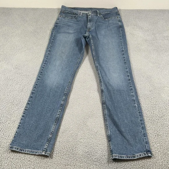 Levis 514 Jeans‎ Mens 36x32 Blue Straight Leg Stretch Denim Pants Medium Wash
