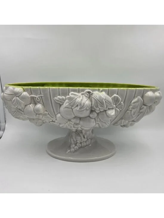 Royal Haegar R421 Paneled Grape Cluster Pedestal Bowl Chartreuse