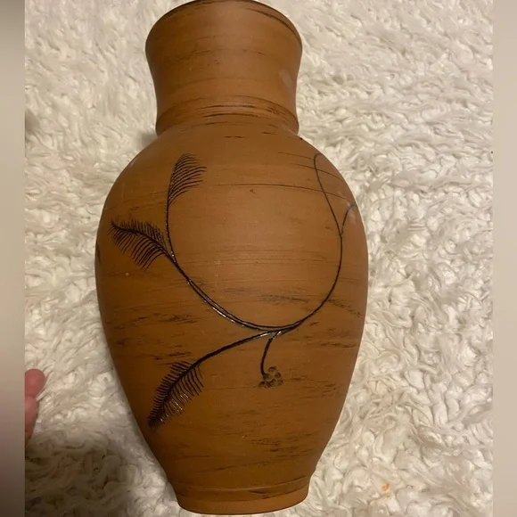 50%offw❤️ Joe Smith Handmade Clay Vase 11.5x6 etched pottery