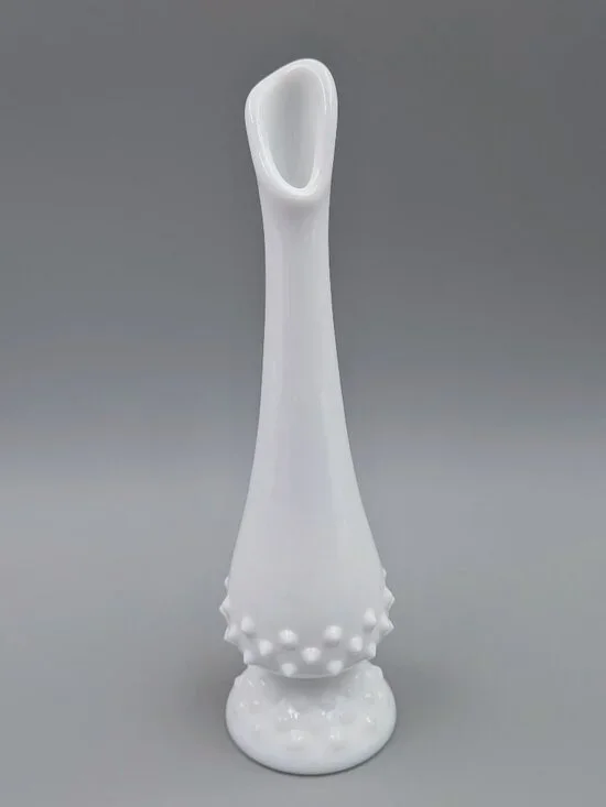 Vintage White Milk Glass Fenton Hobnail Bud Vase