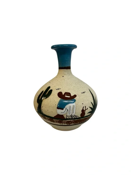 Vtg Mexican Folk Art Tonala Pottery Vase 8