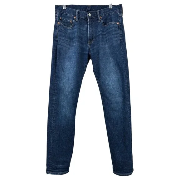 GAP DENIM 1969 Slim‎ Jeans Straight Stretch Worn Dark 5-Pocket Denim Men's 30x30