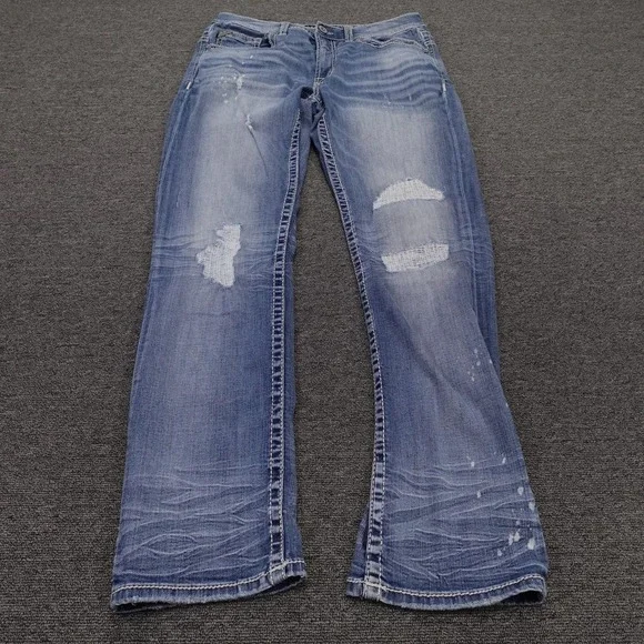 Salvage Supply Company Jeans Mens 34x34 Blue Med Wash Mayhem Straight Stretch