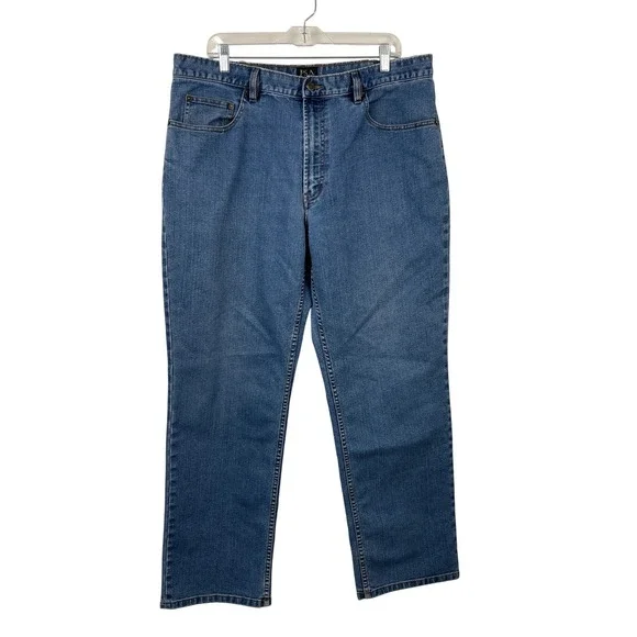 Jos A Bank Traveler Collection Mens 38W‎ x 32L Blue Stretch Straight Leg Jeans