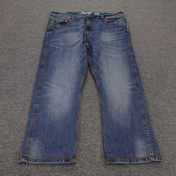 Wrangler Retro Slim Straight Jeans Mens 38x26 Blue Medium Wash Stretch Denim