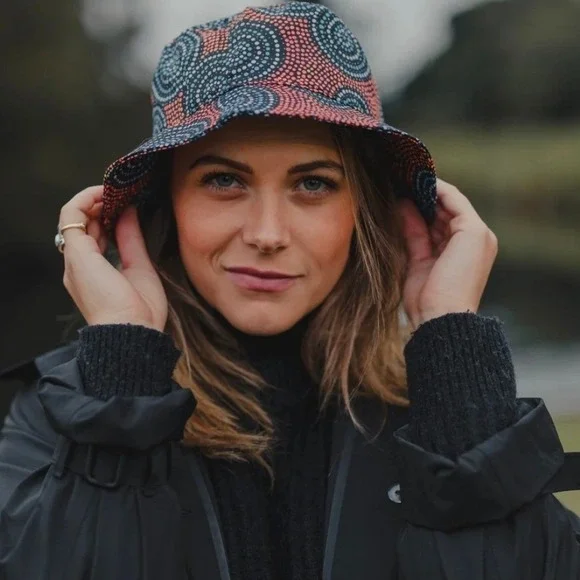 Alperstein Designs Warlukurlangu Artists Aboriginal Dot Art Bucket Hat Polka Dot