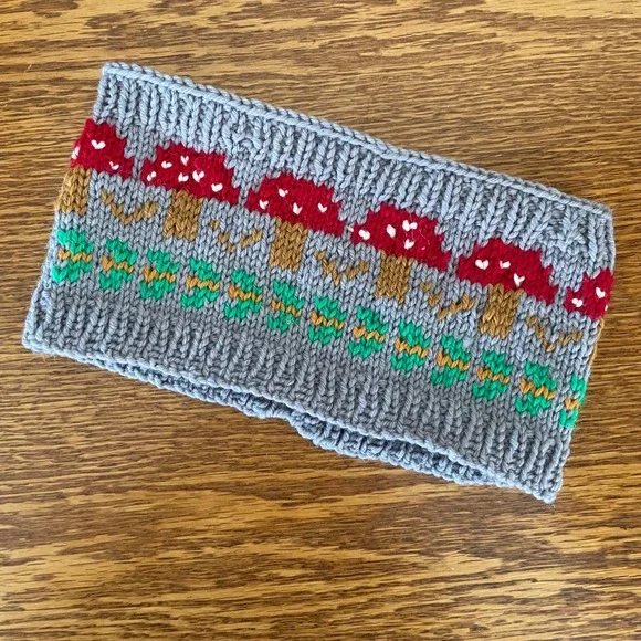 Adult Ski Snow Headband‎ Earband Ear Warmer 90s Mushrooms Cottage Shrooms Winter