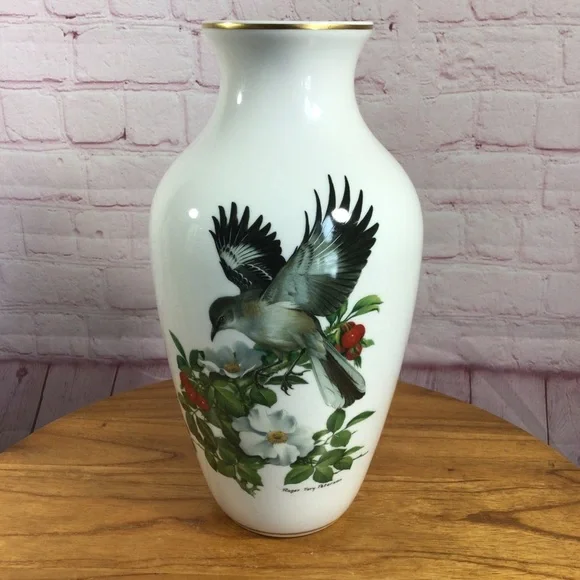 AK Kaiser West Germany Mockingbird Ceramic Vase