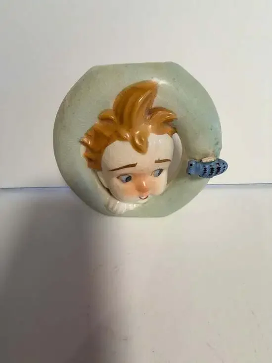 Vintage Mid-Century Japanese Ceramic Ba-Bee Ring Wall Pocket Vase