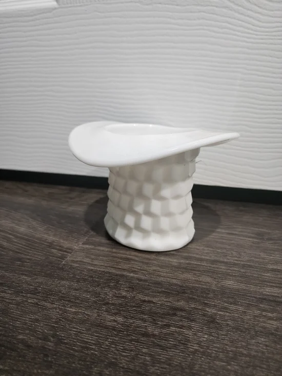 White Textured Ceramic Hat-Shaped Vase