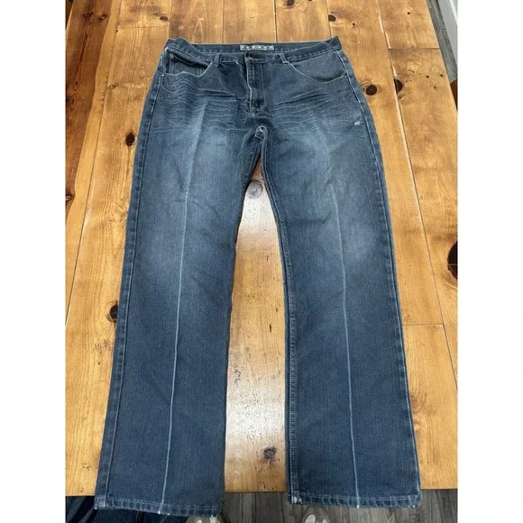 EMCEE Premium Denim Men's Jeans Size 40x34 Dark Wash Relaxed Fit Embroidered