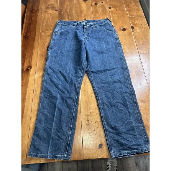 Lee Men's Carpenter Jeans Size 36x30 Blue Denim Relaxed Fit Work Utility