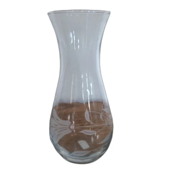 Pasabahce Floral Etched Glass Vase  |  Made in Turkey  |  Beautiful!