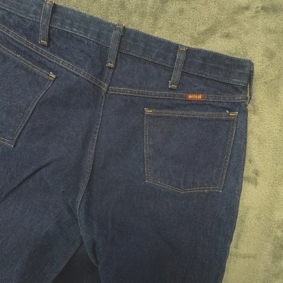 Vintage Rustler Jeans Relaxed Fit Straight Leg‎ Dark Wash Denim Pants Mens 36x32