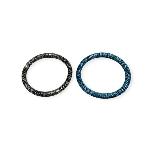 Elegant Black and Blue Mesh Bangles