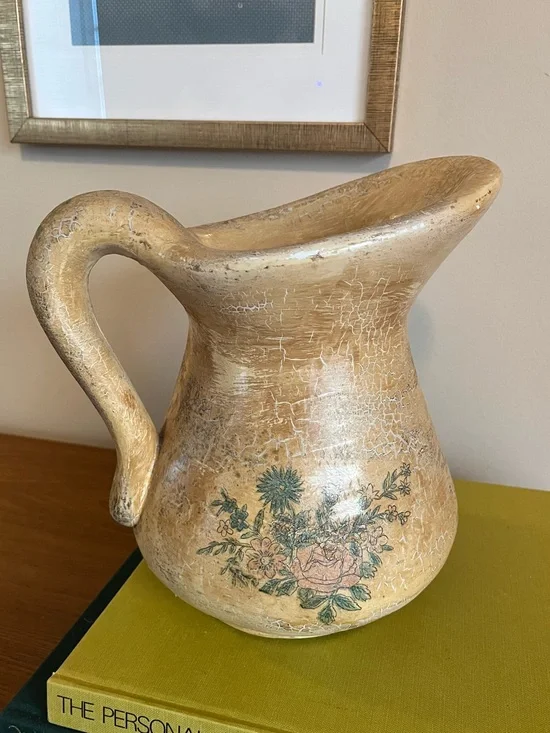 Vintage Thick Ceramic Decor Pitcher