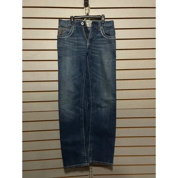 Ariat M5 Straight Fit Straight Leg Mens Jeans 29x34 Medium Wash Distressed Blue