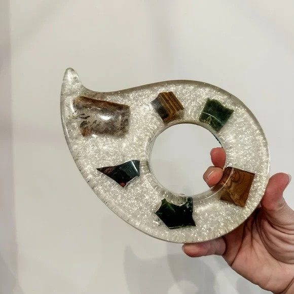 VTG MCM Lucite‎ Agate Ash Tray Base Glitter 8