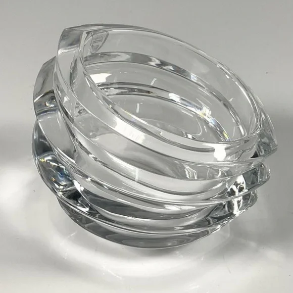 Vintage‎ Orrefors Slanted Stacked Candle Holder Sweden Crystal Art
