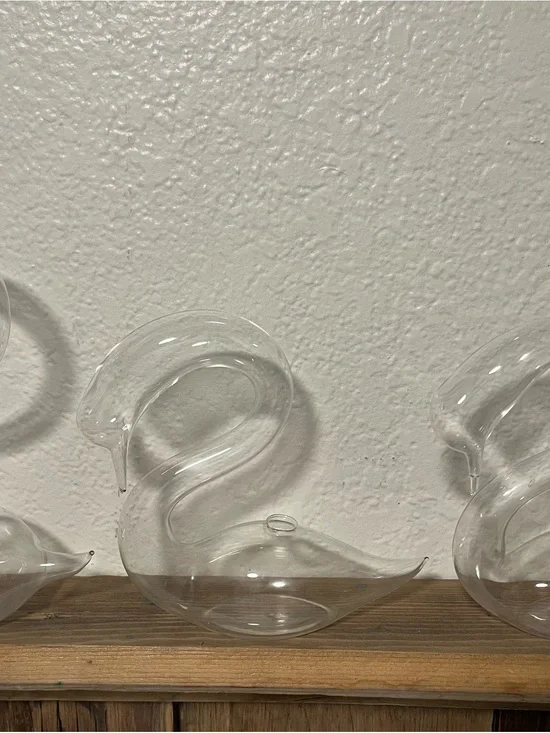 Clear Glass Swan vases, set of 3.  Elegant Home Accent