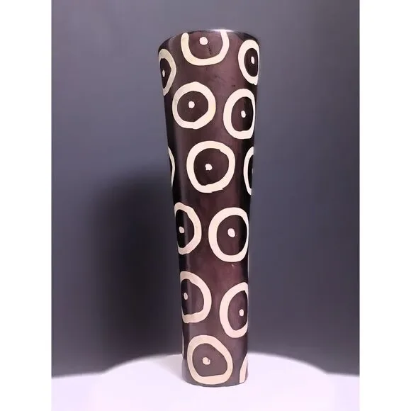Buffalo Boutique Tapered Cast Metal Vase Circle Design Handcrafted Western Décor