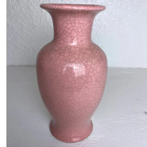 Vintage Napcoware Pink Crackle Glaze Ceramic Bud Vase‎ Japan Mid Century Decor