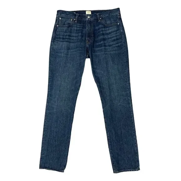 J Crew Jeans Mens 35 Blue Denim Tailored Fit Athletic Hip Tapered Leg Cotton