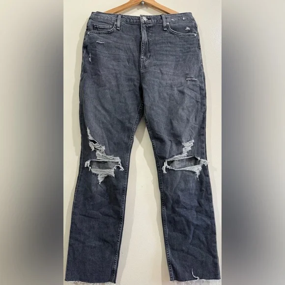 Hudson Jeans Men’s Blackened Gray Straight Ripped Jeans