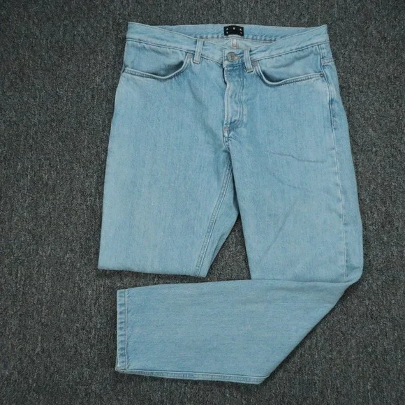 Asket Jeans Mens 31x30 Blue The Washed Denim Straight 5 Pocket Light