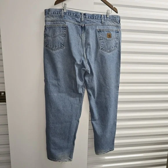 Carhartt B17 STW Relaxed Fit Jeans Men's 42x30 Light Wash Workwear Distressed