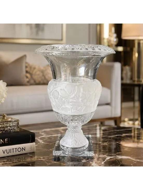 Vtg Shannon Crystal Athena Urn Vase Frosted Grapes 12