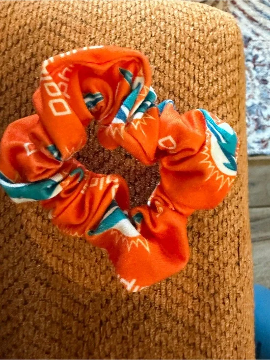Miami Dolphins hair scrunchie ponytail holder